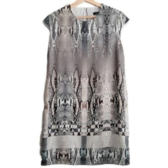 JUDITH & CHARLES Silk Shirt Mini Dress Snake Print Sz 4 - Picture 1 of 9
